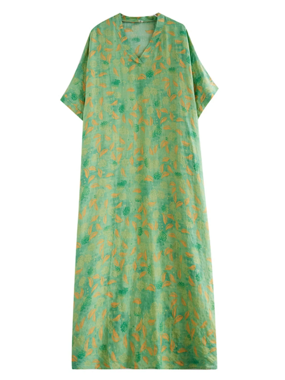 Verano Floral Vaion Sle largo Retro algodón Lino Dr hasta la rodilla Batwing Sve V-Ne H-ape Casual Commute Dr