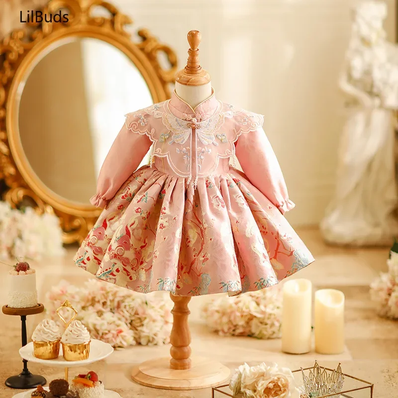 2024 Baby Girl Princess Dress Children One Year Old Winter Chinese Style National Style 1 Birthday Party Banquet Tang Dresses