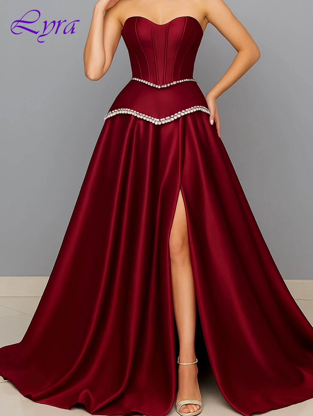 

Customized A-Line Strapless Elegant Fashion Classic Evening Dress High Quality Delicate Celebrity Gowns Temperament Party Dress