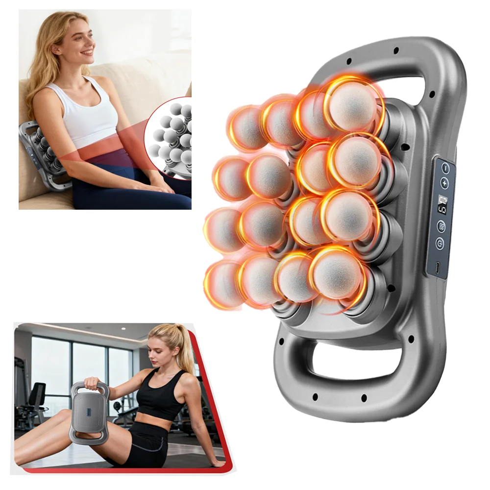 

Массажный пистолет с 16 головками, массаж глубоких тканей, мышц, профессиональная вибрация, высокочастотный массажер для спины, талии, эффективное расслабление