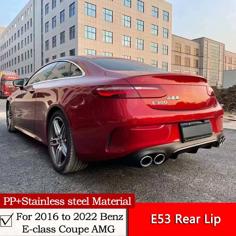 E53 Rear Lip For 2016 to 2022 Benz E-class Coupe AMG Modification C238 Matte Black Rear Diffuser With Tail Throat PP Material