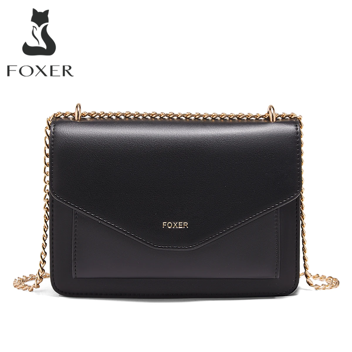 

FOXER Простая женская сумка через плечо из искусственной кожи, маленькая женская сумка через плечо, повседневная сумка с цепочкой и клапаном, кошелек