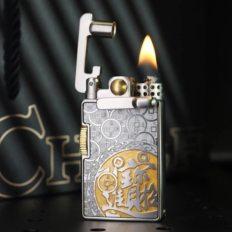 

Chief Luxury Oil Cigarette Lighter Rocker Ejection Ignition Mechanical Men's Business Gifts Collectible Smoking Accessories