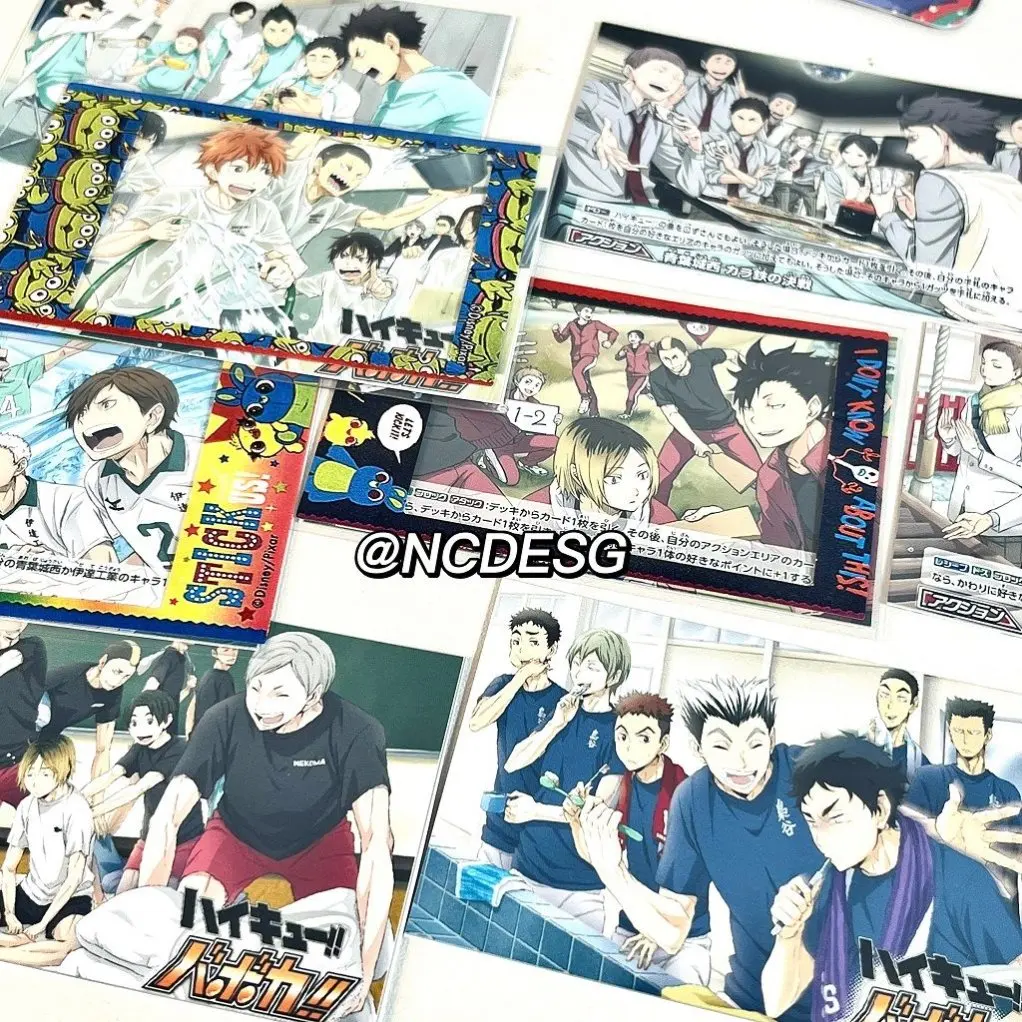 9Pieces/Lot Not Original Anime Haikyuu Mixed Collective Photo 3-inch Small Card Small Cards Card Mobile Phone Holder Fans Gift