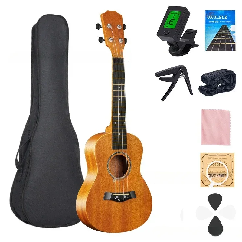 23-inch Ukulele Acoustic Ukulele Kit with Bag Tuner All Basswood for Students Beginner Small Four-string Guitar