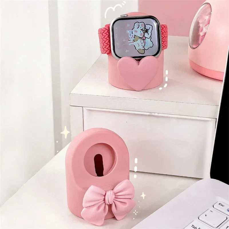 Cute Creative Watch Charger Stand Pink Heart Universal Watch Stand for Apple Watch Samsung Xiaomi Huawei Iwatch Charging Stand