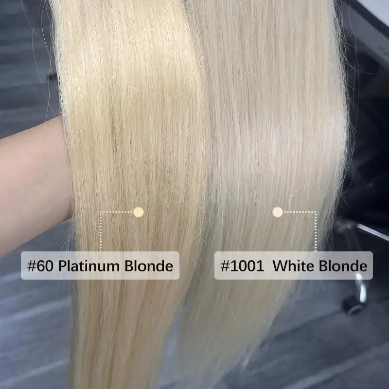 White Blonde #1001 I Tip Microlink Hair Extensions Real Natural Human Hair Micro Beads Cold Fusion Capsules Machine Remy Hair