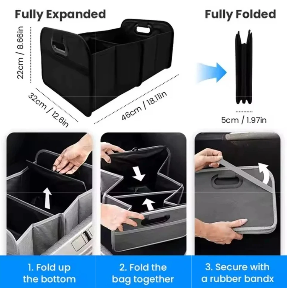 

Органайзер для багажника автомобиля, складной контейнер для хранения с ручкой, органайзер для внедорожника большой емкости для путешествий, всякая всячина