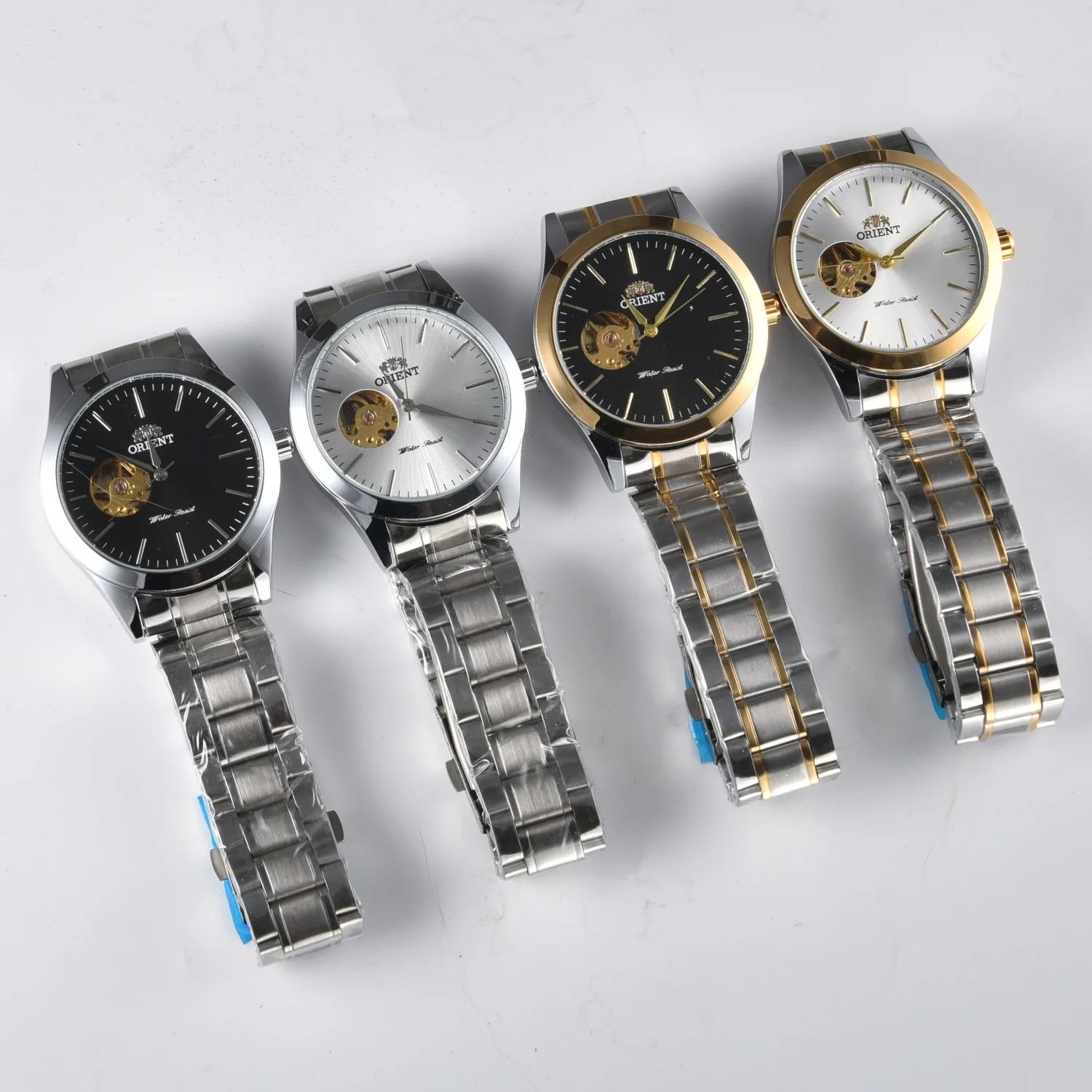 Jam Tangan Orient Refurbished Jepang Otomatis Mekanik Sepenuhnya Desain Hollowed Out untuk Pria Bisnis dengan Tali Baja Tahan Karat