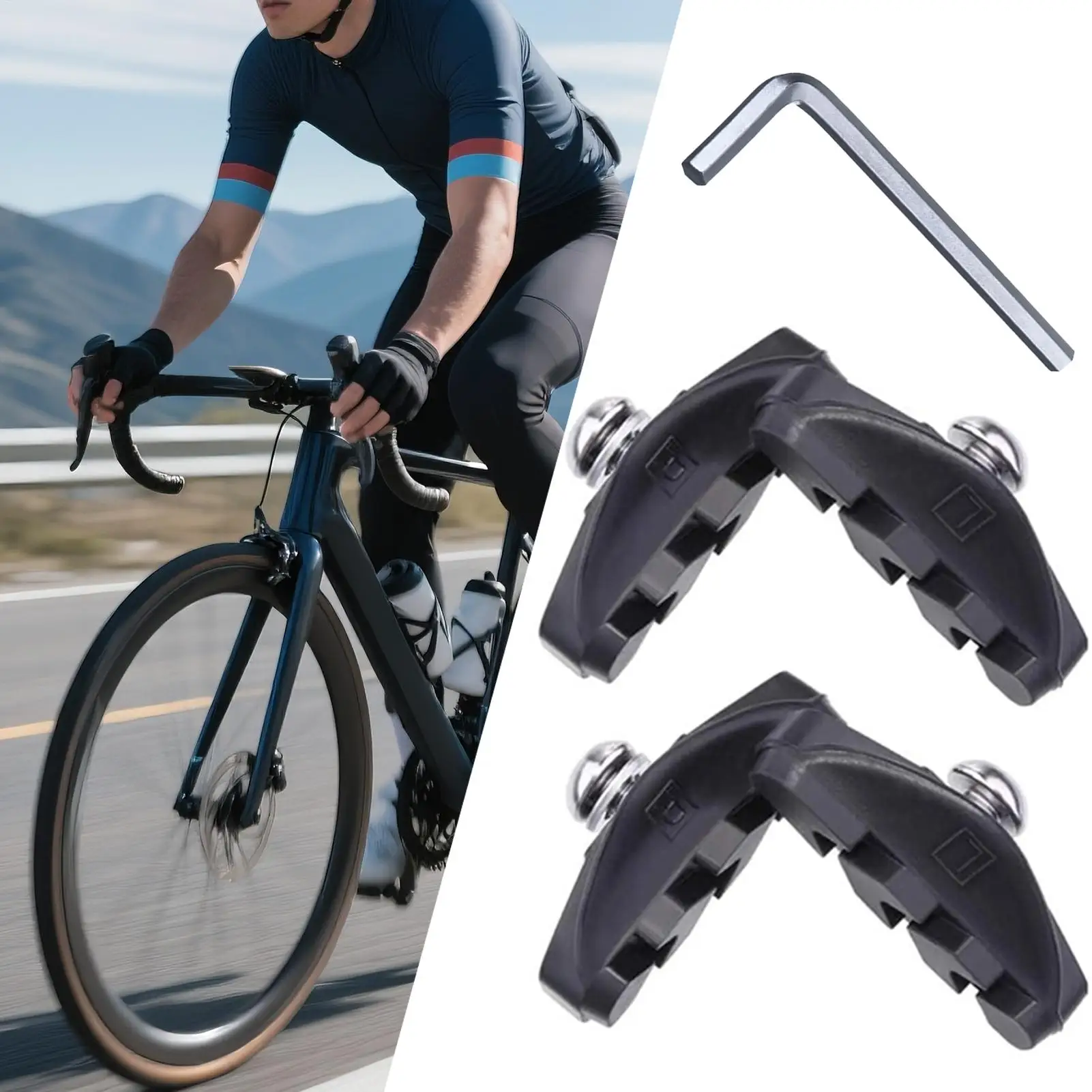 

Тормозные колодки для велосипеда Тормозные колодки V-образные тормозные колодки Компоненты с гаечным ключом для детей Взрослых мужчин Упражнения для поездок на работу Велоспорт