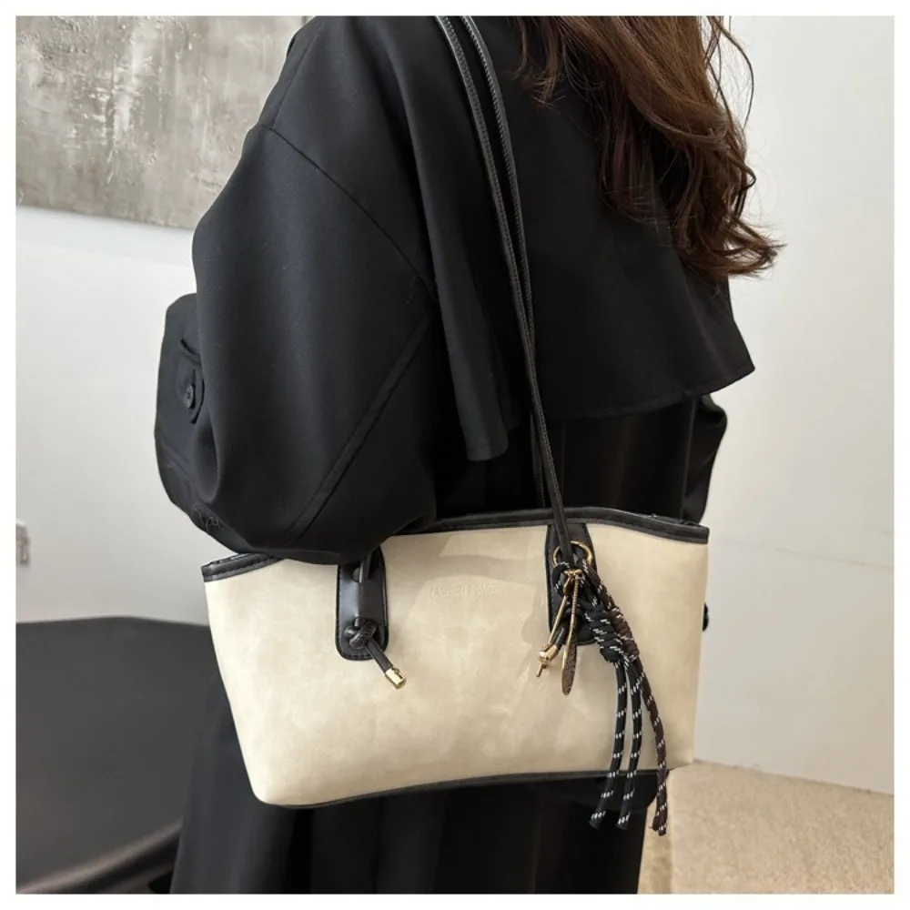 New PU Leather Work Shoulder Bag Solid Color Large Capacity Female Crossbody Bag Simple Tote Bag Women Female