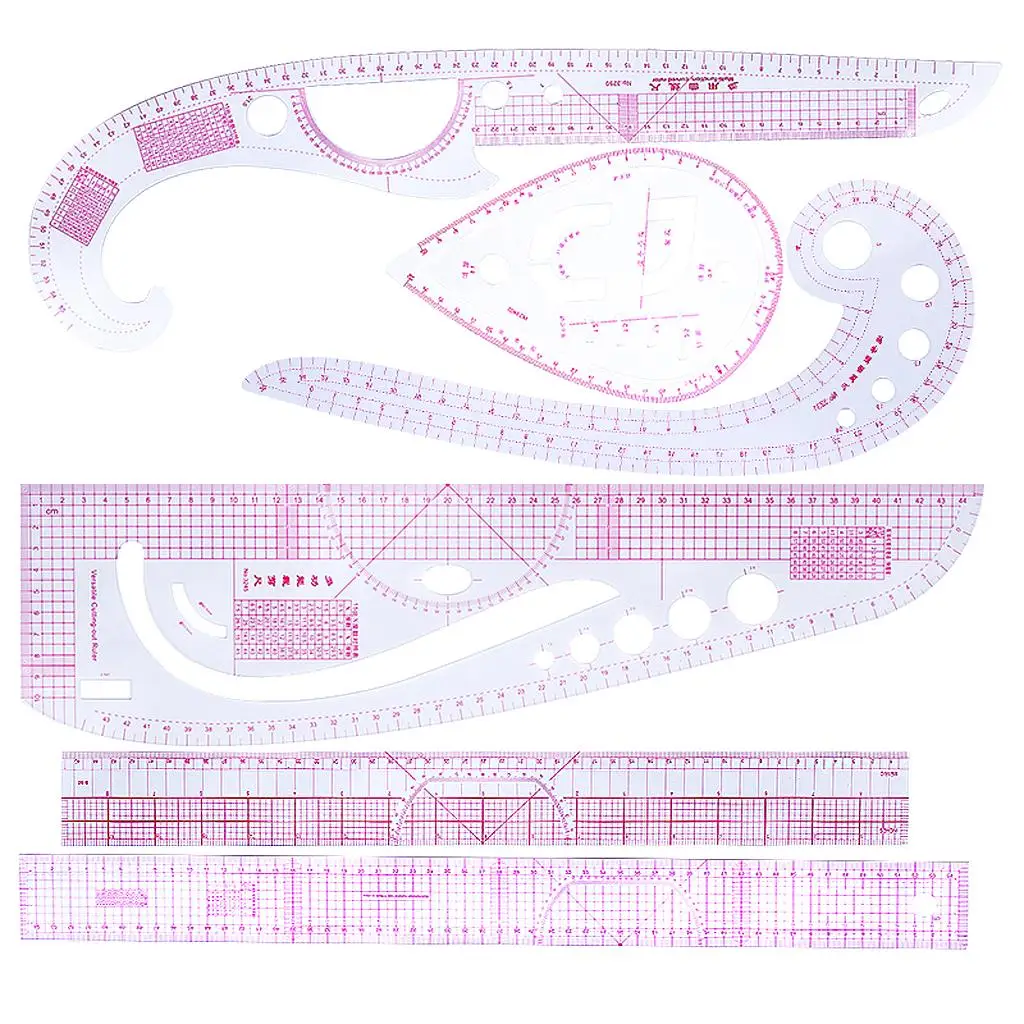 Sewing Tools 6 Stlye Sew French Curve Metric Shaped Ruler Measure for Sewing Design Bendable Drawing Template