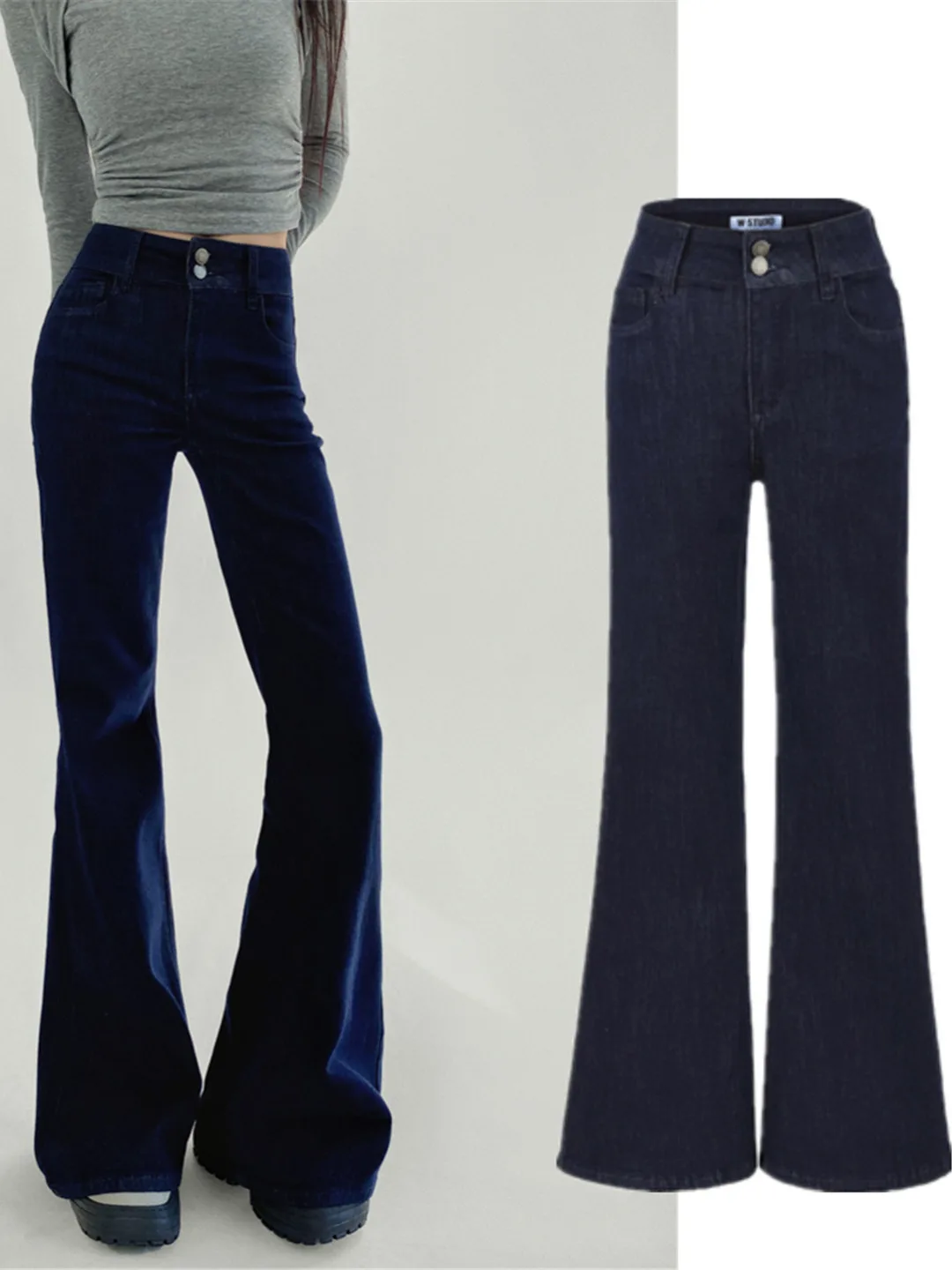 Jeans a gamba dritta a vita alta da donna originali Muffin elastico Top dimagrante drappeggiato bootcut retrò Sle autunno nuovo arrivo