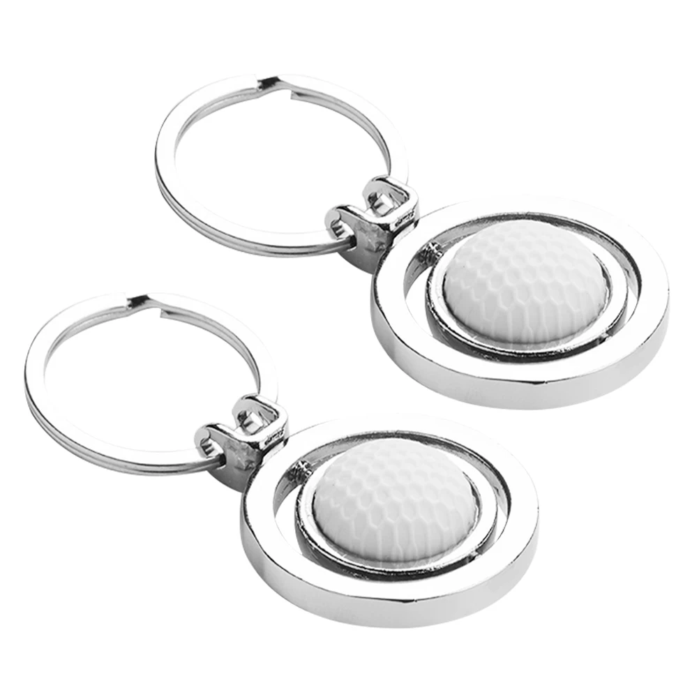 

2pcs Golf Keychain Rotary Balls Chains Zinc Alloy Sports Present Key Ring Pendant Decorative Hanging Accessories