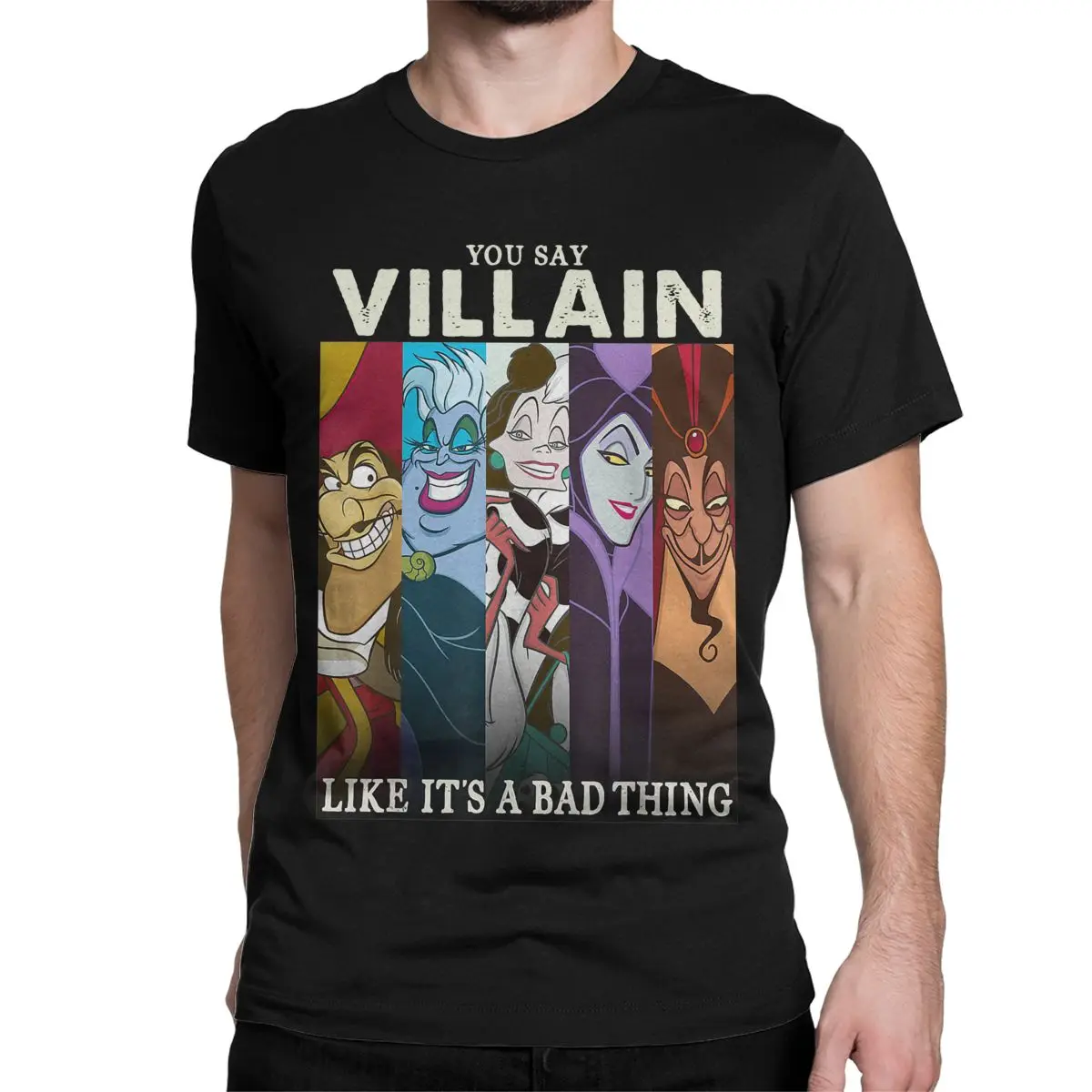 Disney Villains T-Shirt for Men Women Colorful Group Humor Graphic Humor Pure Cotton Tees Short Sleeve T Shirts Graphic Clothing