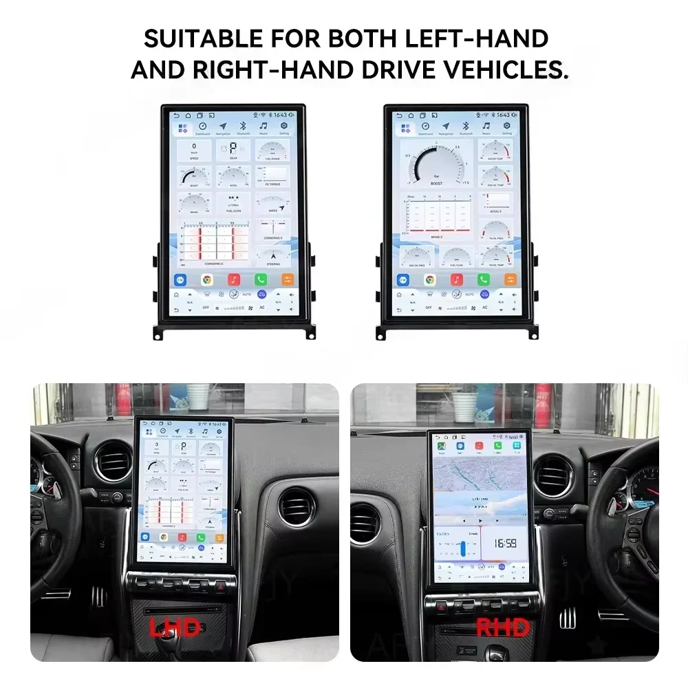 Android Multimedia For Nissan GTR GT-R R35 2008 2009 2010 -2017 Car Navigation Full Touch AC Screen Built in Wireless CarPlay 4G