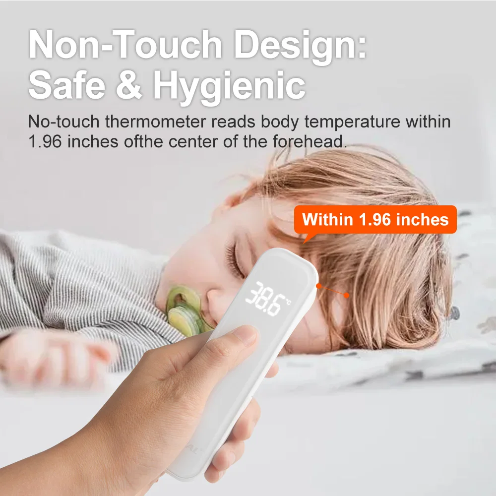 No-Touch Forehead Thermometer,Infrared Digital for Adults and Kids,Touchless,3 Ultra-Sensitive Sensors,Quiet Vibration Feedback