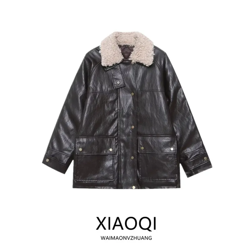 

Зимняя женская куртка с эффектом искусственного меха на воротнике, хлопковая верхняя одежда, длинная, на молнии, модное пальто для женщин