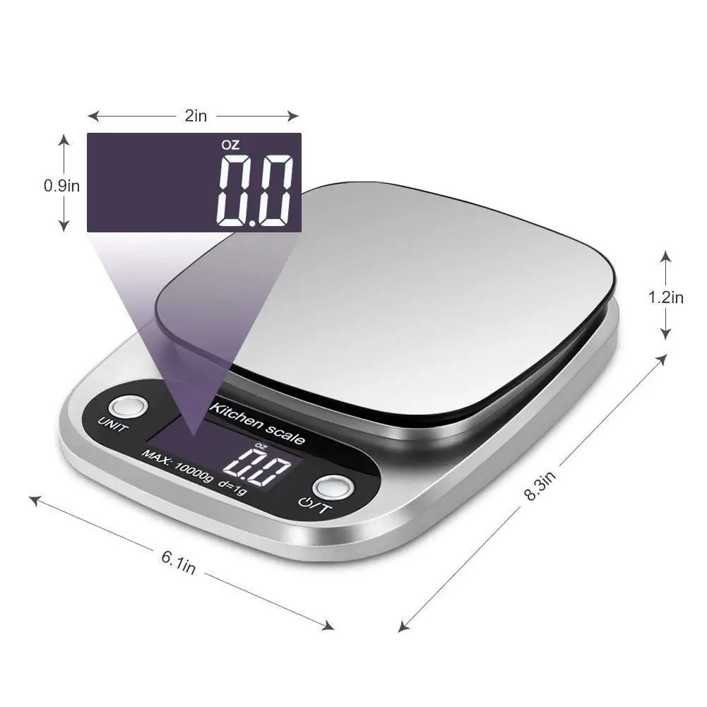 1pc Accurate Digital Kitchen Scale for Cooking and Baking - 22lb Capacity in Grams and Ounces Perfect for Coffee Meat and More view 6