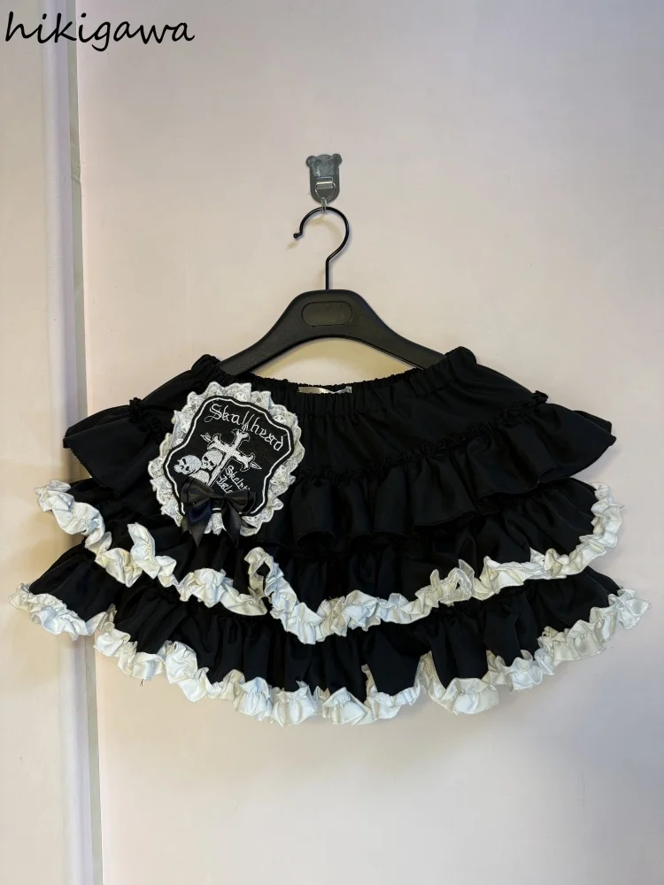 

Mini Skirt 2025 Faldas Mujer De Moda Patchwork A-line Jupe Sweet Japanese Saia Ruffles Cute Summer Y2k Skirts Women's Clothing