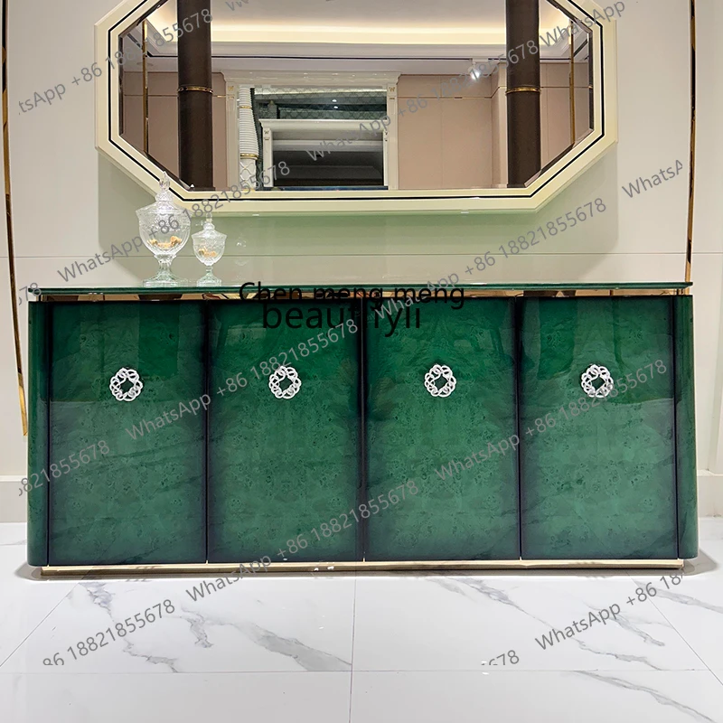 

X Light luxury solid wood dining side cabinet paint luxury villa large flat floor entrance entrance bucket, locker