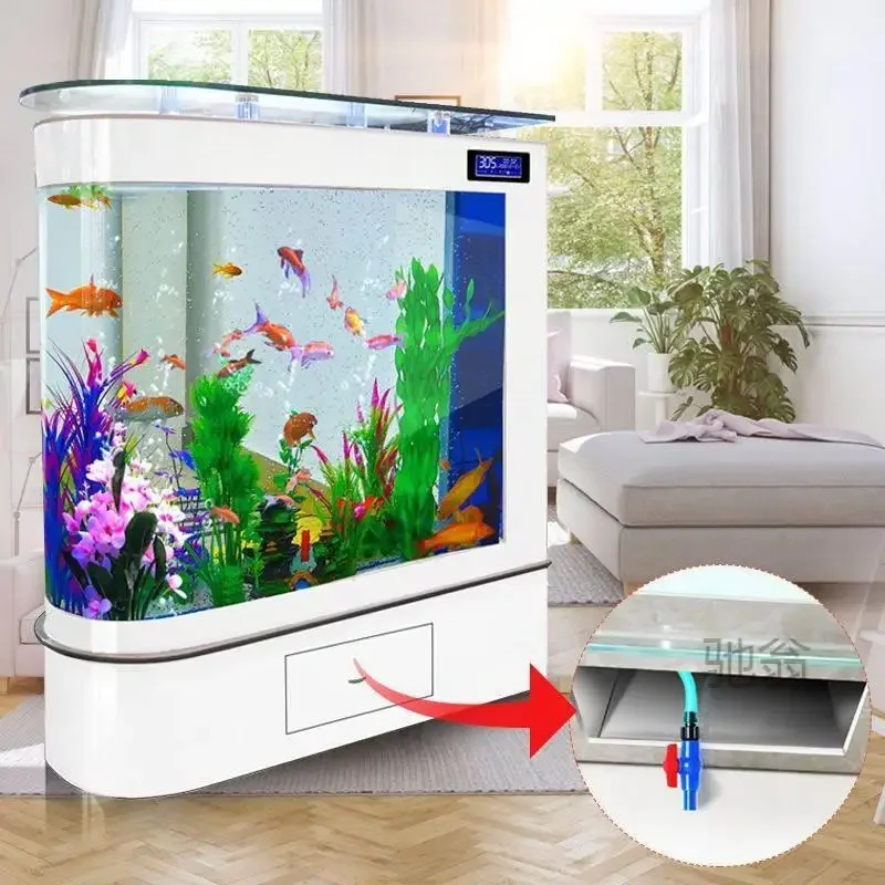 Bullet fish tank living room household medium aquarium long 1/1.2/1.5 meters ecological floor screen fish tank