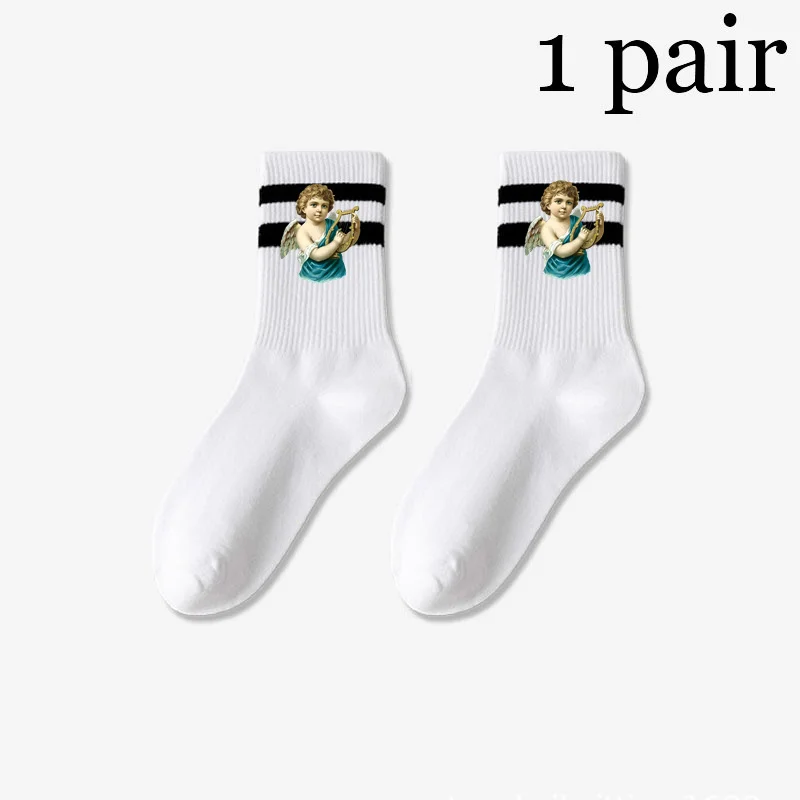 Virgin Mary Angel Women's Mid-Tube Socks Autumn Winter Breathable Comfortable Socks Sport Sweat Absorbent Man and Women's Socks