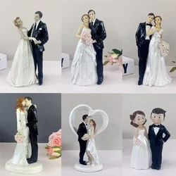 1PC Couple Figurines Miniatures Bride and Groom Cake Toppers Dolls Valentine's Day Wedding Anniversary Cake Decoration Supplies