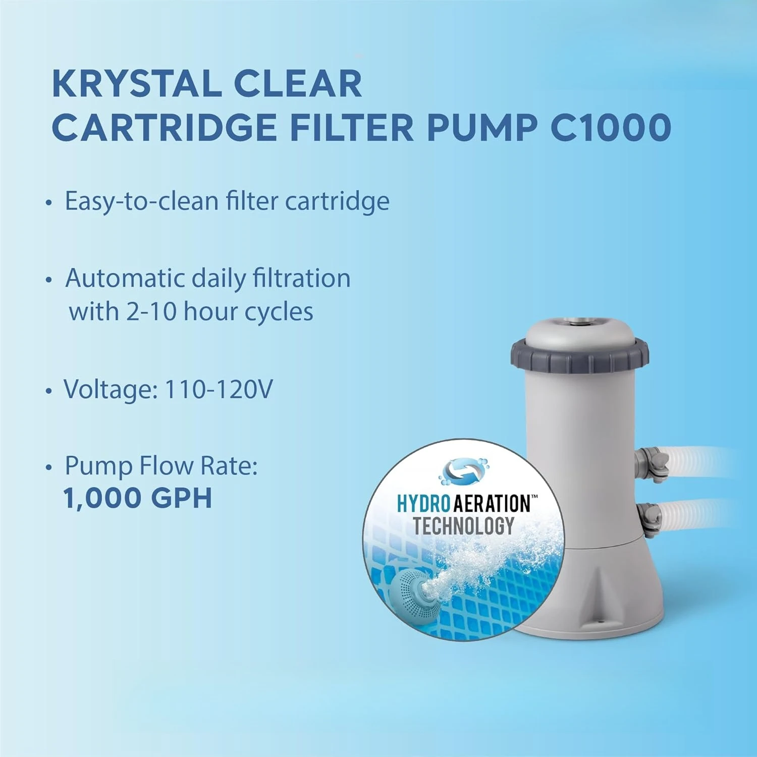 26165EH مجموعة حمام سباحة سهلة الاستخدام قابلة للنفخ: 15 قدم × 42 بوصة - تتضمن مضخة فلتر خرطوشة 1000 GPH - سلم قابل للإزالة #4