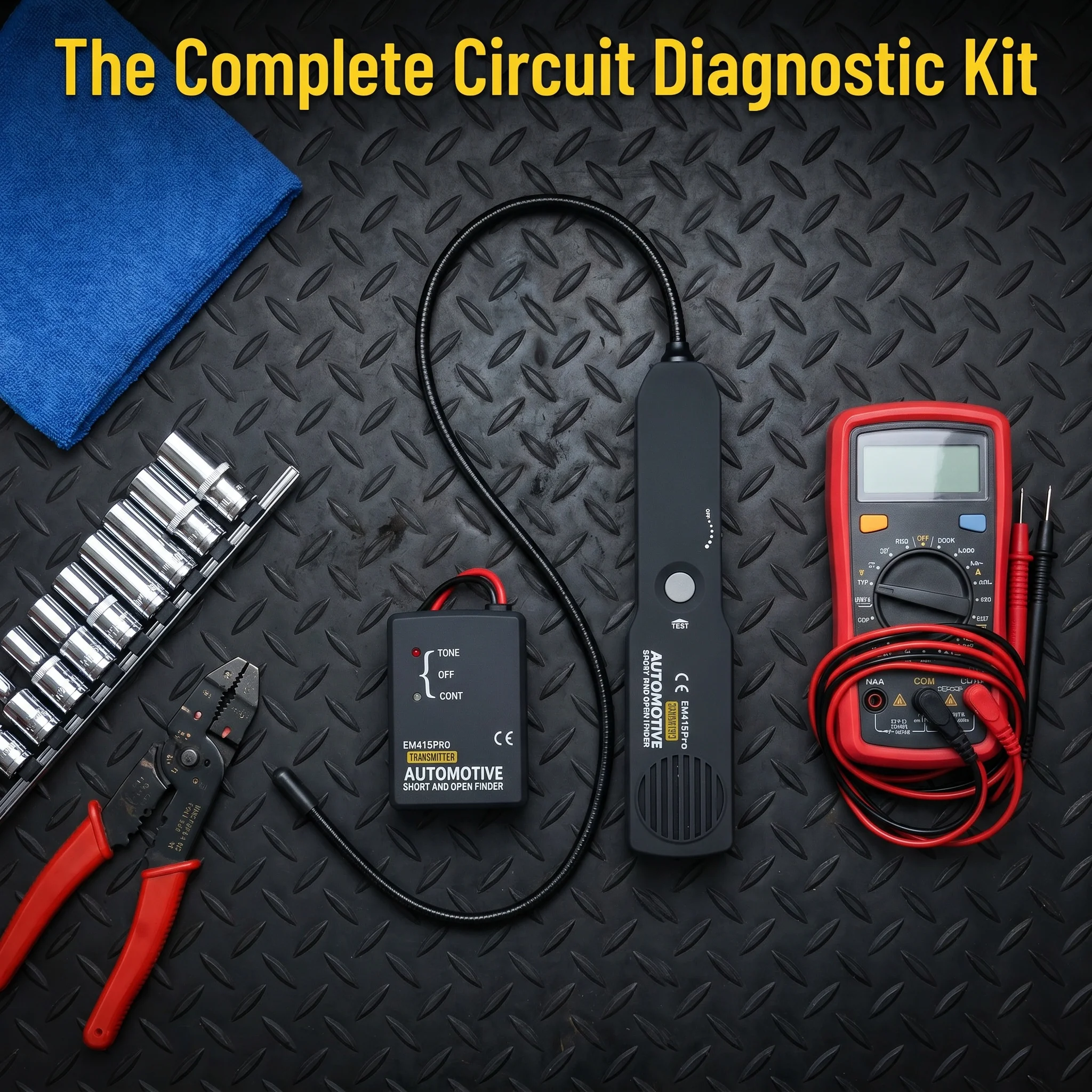 Automotive Circuit Tester, DC 6-42V EM415pro Wire Tracer Automotive Short and Open Finder, Broken Wire Detector Tool with 7 Inch