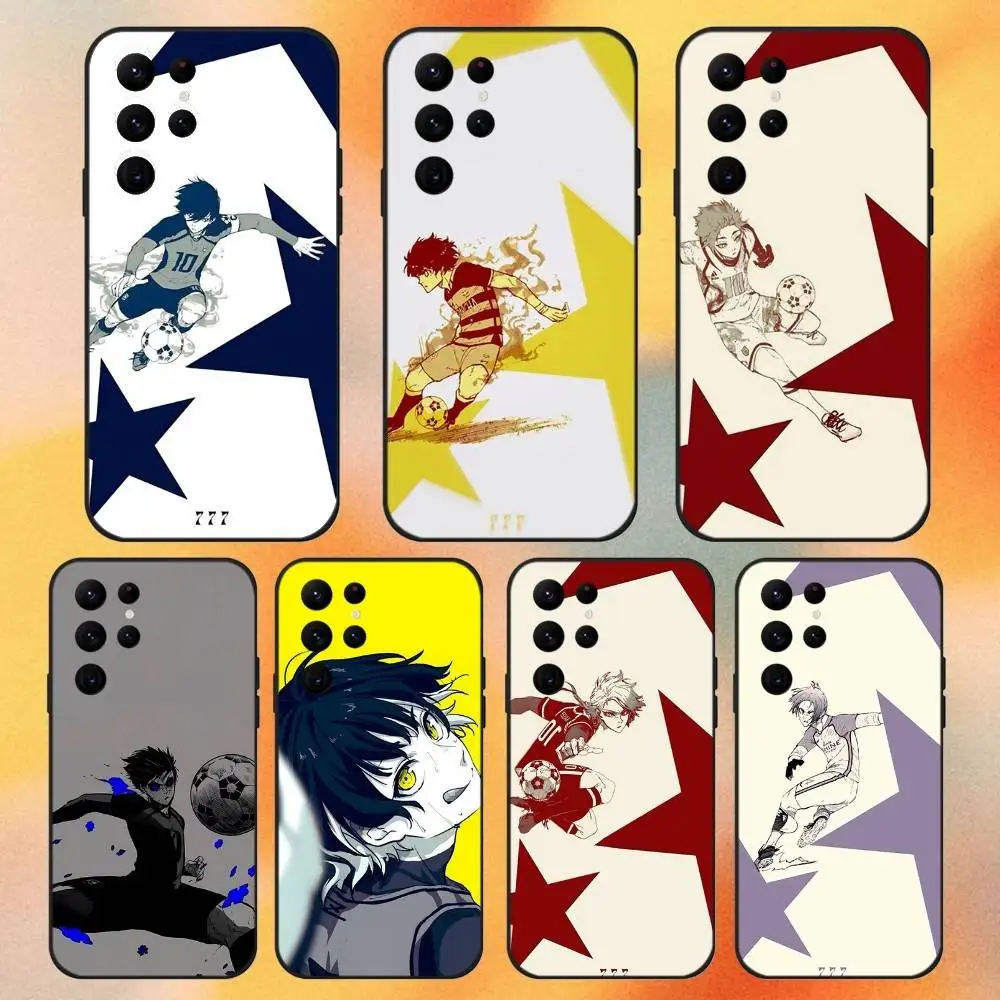 

ANIME Blue Lock Isagi Football Phone Case For Samsung S 25,24,23,22,30,21,10,9,Ultra,Plus,Lite,FE,4,5G Black Soft Case
