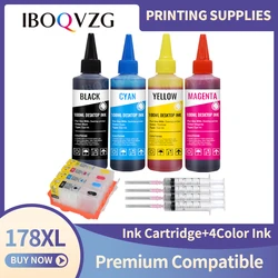 IBOQVZG 400ml Dye Ink + Refillable 178XL Ink Cartridge For HP178 178 For HP Photosmart 5510 5520 5515 5521 6510 6520 6521 B010a