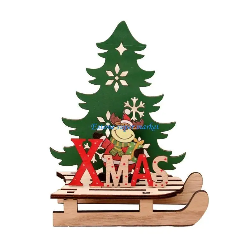 

090B 4/7’’ Xmas Desk Decoration Santa/Snowman/Reindeer Tabletop Decor Lovely Christmas Ornament DIY Wooden Puzzle Art Crafts