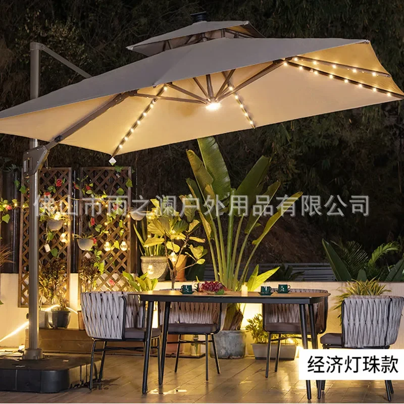 For Outdoor Parasol Solar LED Lamp Beach Umbrella Court Umbrella Roman Villa Garden Hand Crank Sun