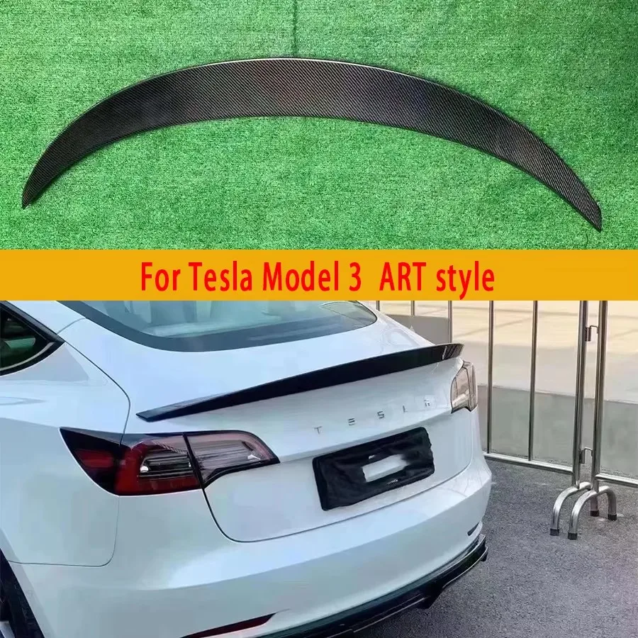 

For Tesla Model 3 ART style Carbon Fiber Spoiler Tail fins Rear Trunk Spoiler Guide Wing Rear Wing Diverter Spoiler Body Kit