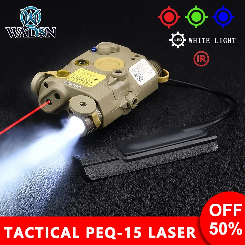 

WADSN AN/PEQ-15 LA-5C Red Laser Sight DBAL Laser+White light+IR Hunting Airsoft Accessories Weapon Scout Lamp Tail Fixed Mount