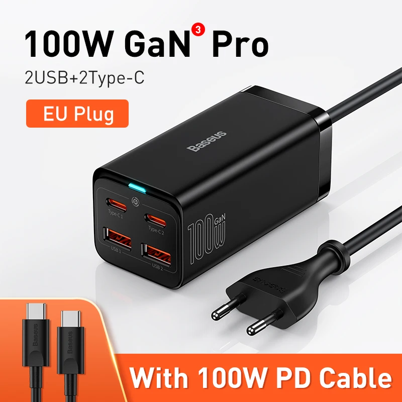 Baseus 100W GaN Зарядное устройство 4 в 1 для ноутбуков и смартфонов — фото товара