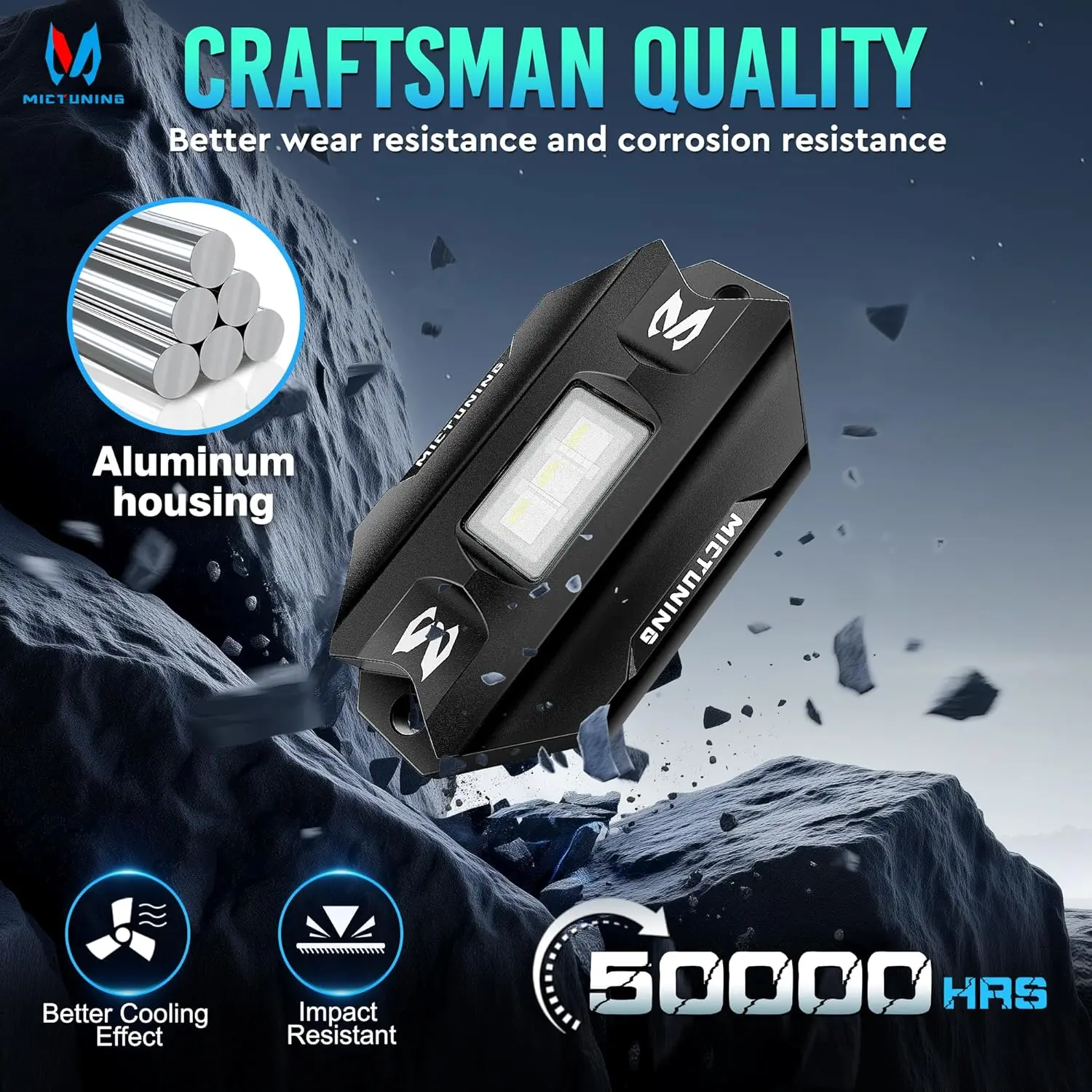 MICTUNING C1 8 Pods RGBW LED Rock Lights Remote Multicolor Underglow Neon Light Kit Wireless App Controller Music Mode