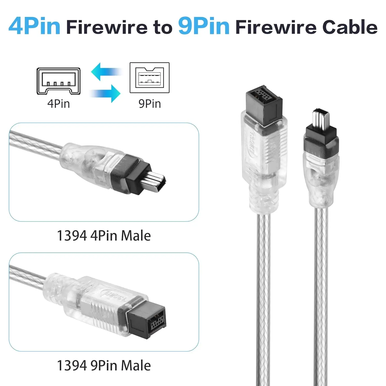 

Высокоскоростной кабель Firewire 1394B 800-400 IEEE с 9-контактным разъемом на 4-контактный разъем для Mac Pro, MacBook Pro, Mac mini, iMac PC, цифровой камеры