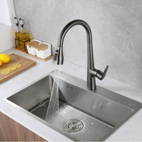 Grey Pull-Out Kitchen Faucet SUS304 Sink Faucet 360-Degree Sink Faucet Rotating Black Outlet Faucet Hot And Cold Kitchen Fauc