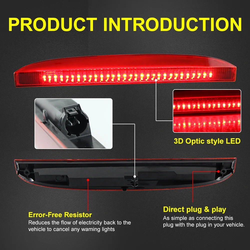 LED High Level Third Brake Stop Light Smoke/Red Lens For Renault Clio II 1998-2005 For Clio Campus 2006-2012 with short spoiler