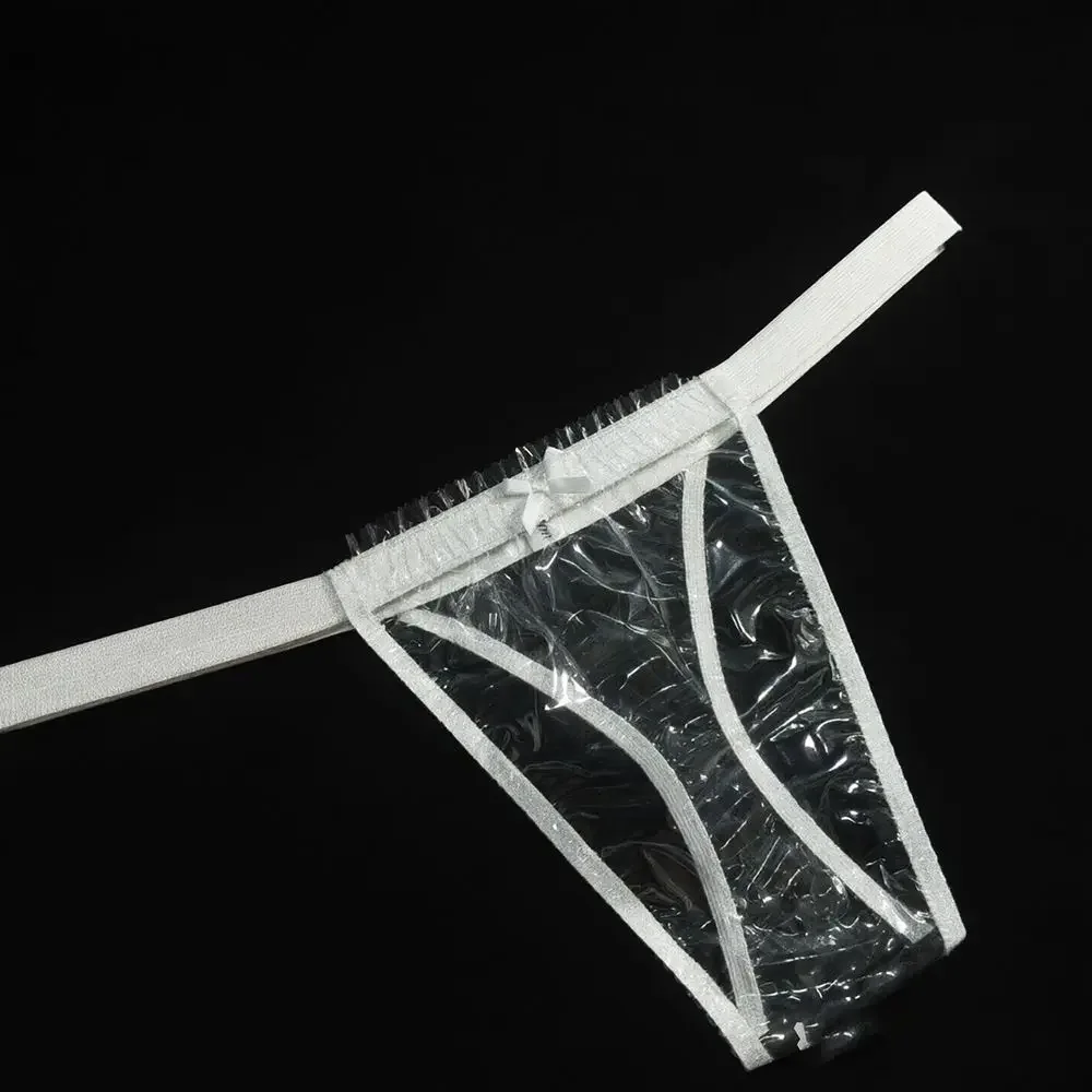 Sexy Men's PVC Protective Shorts Transparent Plastic Thong Protective Stain-proof Waterproof Soft Film Close-fitting Pants