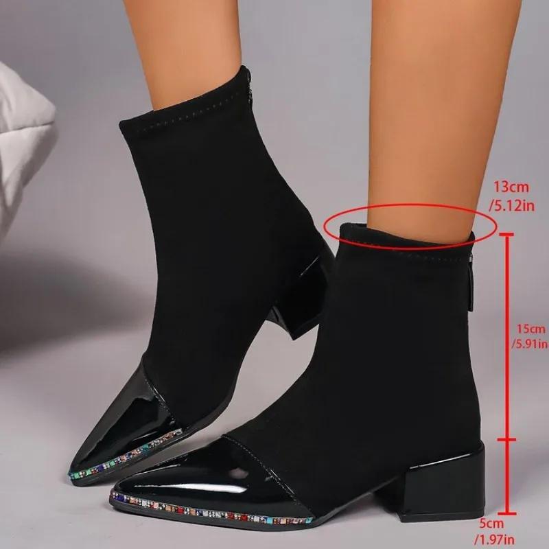

Women's 2026 New Autumn and Winter Fashion Retro Pointed Ankle Boots with French Temperament High Heels and Zipper Short Boots