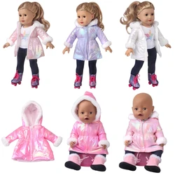 Recém-nascido Doll Down Jacket, Roupas de boneca de inverno, adequado para 14-18 Polegada Dolls, Natal e presente de aniversário, 43cm, 1Pc