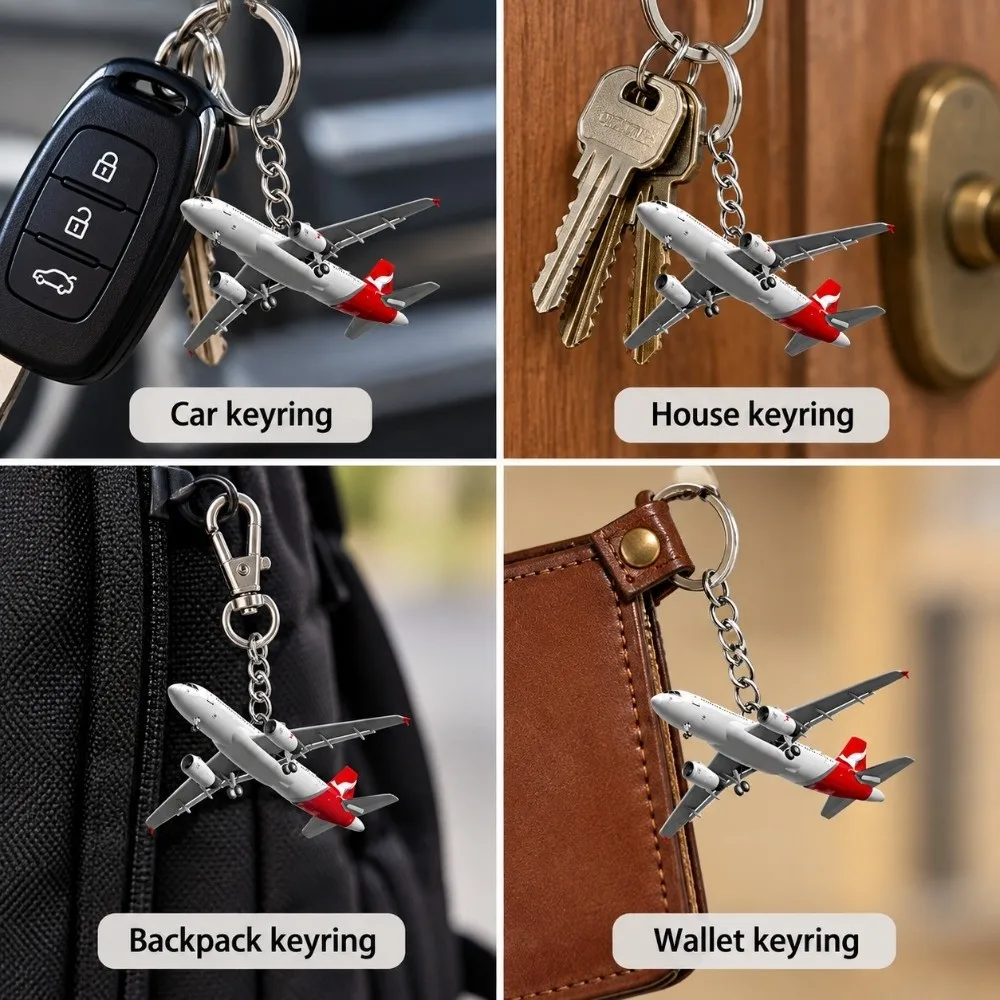 2D Flat Acrylic Airplane Key Chain No Matter Where Design Car Keys Accessory Pendant Keyring Bag Charm Couple Car Keys