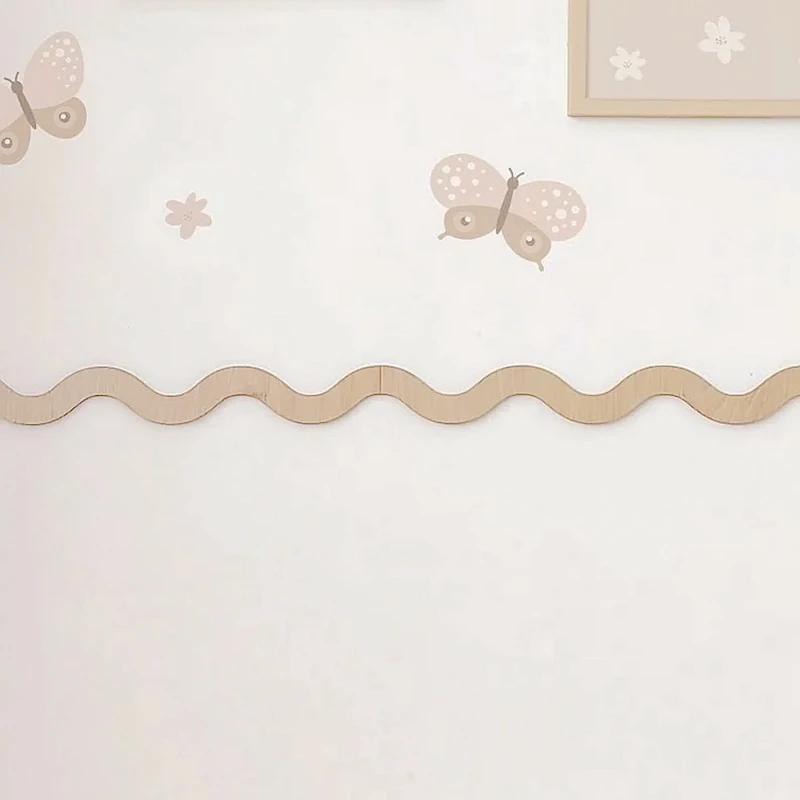 12 pièces prêtes à peindre le mur en bois en forme de vagues, bordure ondulée en forme de corniche en bois, moulage mural en bois