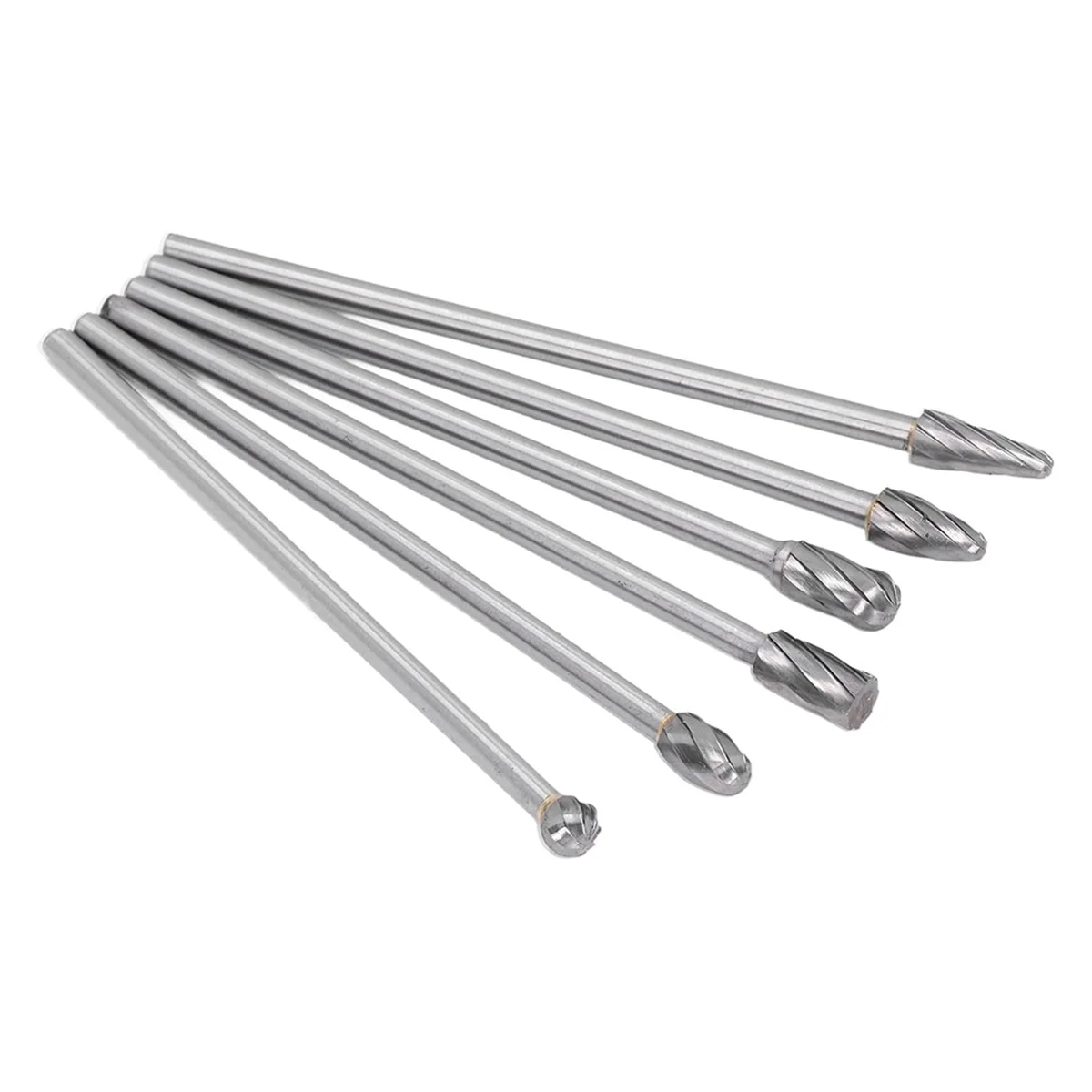 6pcs Tungsten Carbide Burrs Set, Cylinder- Porting Kit, Solid Rotate Grinding Tools for Woodworking Drilling Carving