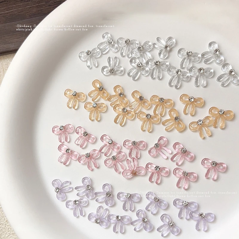 Breloques transparentes en strass pour Nail Art 3D, 10 pièces, accessoires, pièces pour manucure, fournitures de décoration d'ongles