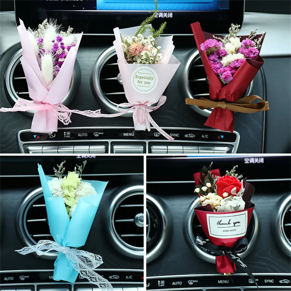 

Dried Flowers Bouquet Car Air Freshener Mini Bouquet Eternal Flower Car Perfume Air Vent Clip Car Accessories Interior Wholesale