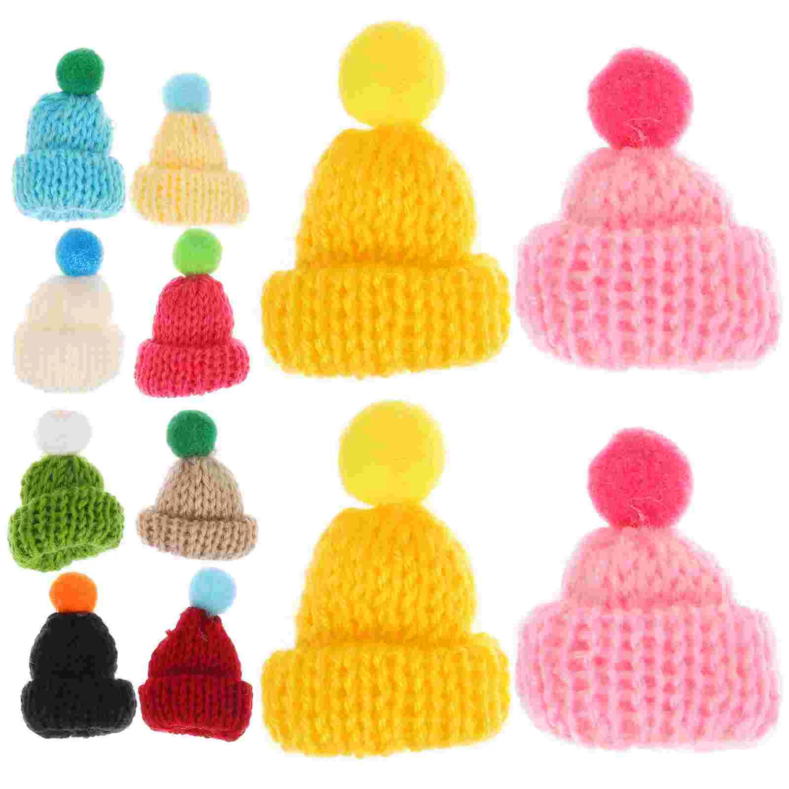 

55pcs DIY Mini Hats Decorations Knitting Hat Toys Handmade Craft Supplies for Kids Girls (Mixed Color)